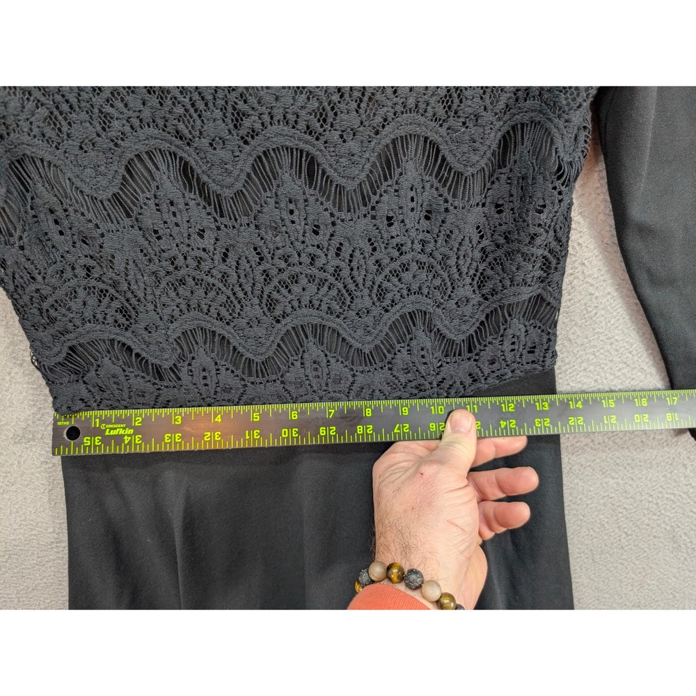 Lilly Pulitzer Black Lace Crochet Long Sleeve Dress Women's M Bodice‎ Fit Flare - Picture 9 of 14